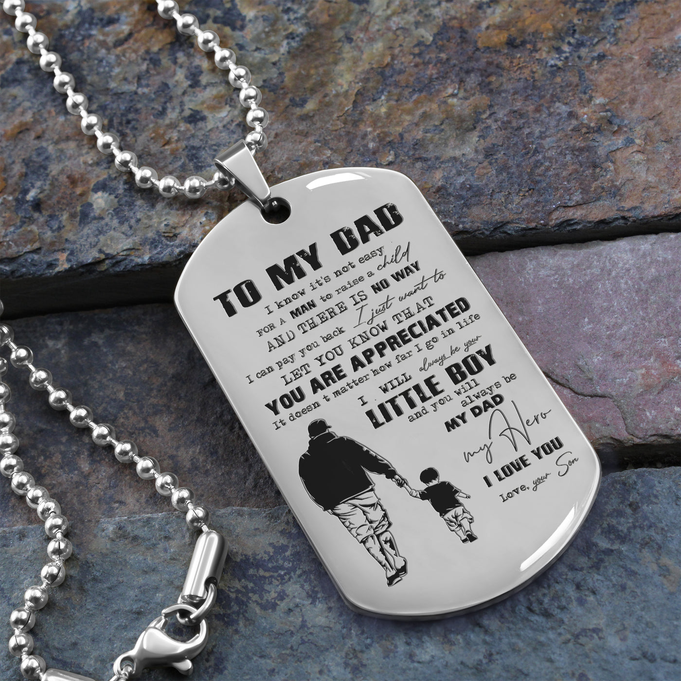 To My Dad One Side Engrave Dog Tag Gift For Your Dad Your Father