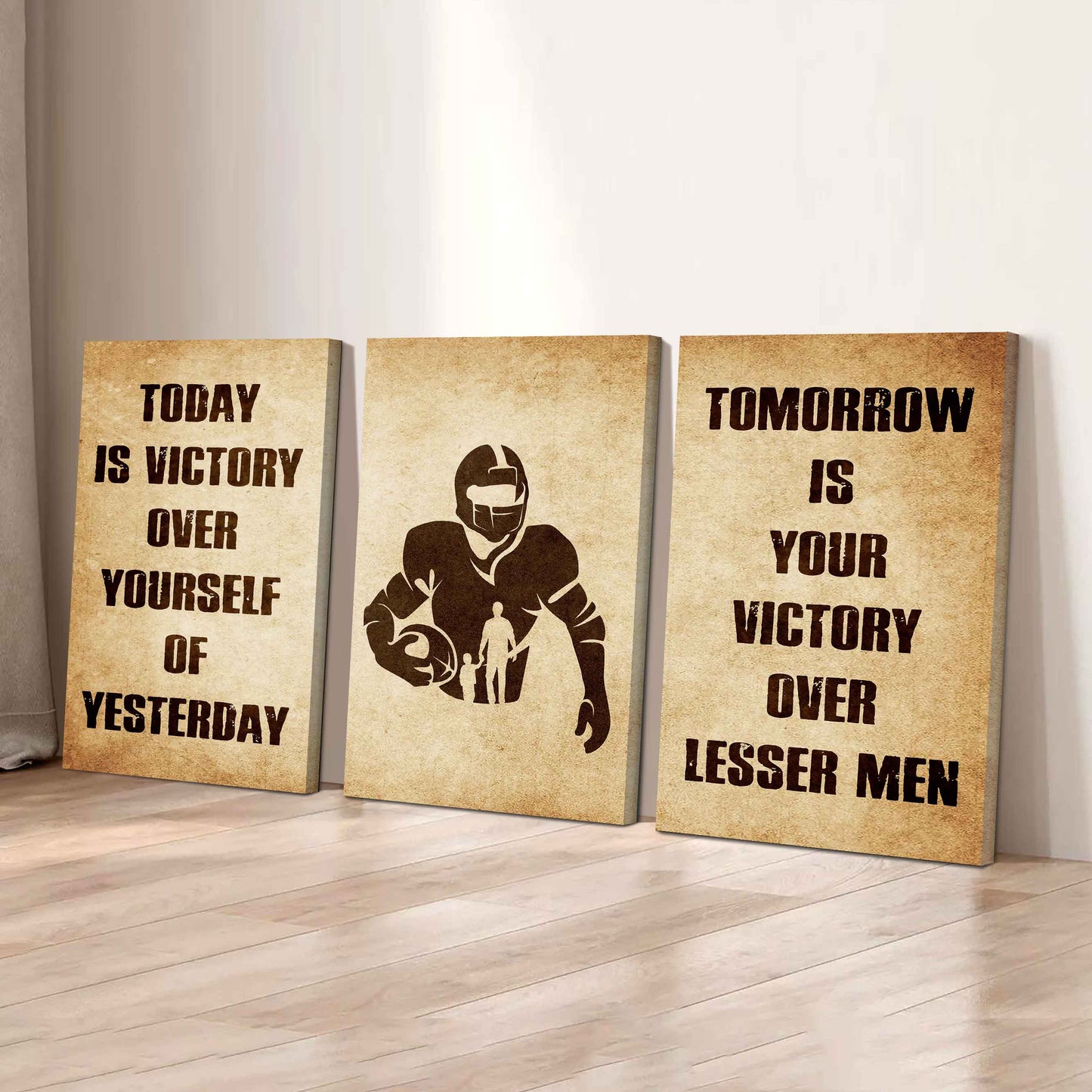 Combo 3 Warrior Canvas Poster Today Is Victory Over Yourself Of Yesterday Tomorrow Is Your Victory Over Lesser Men
