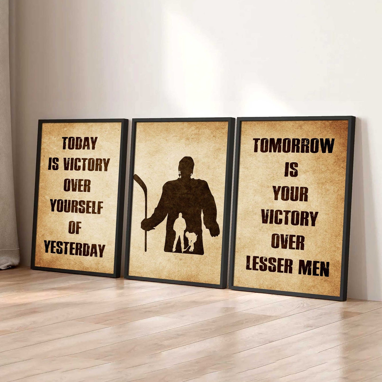 Combo 3 Warrior Canvas Poster Today Is Victory Over Yourself Of Yesterday Tomorrow Is Your Victory Over Lesser Men