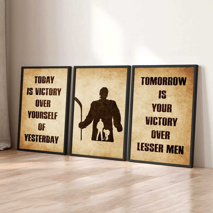 Combo 3 Warrior Canvas Poster Today Is Victory Over Yourself Of Yesterday Tomorrow Is Your Victory Over Lesser Men