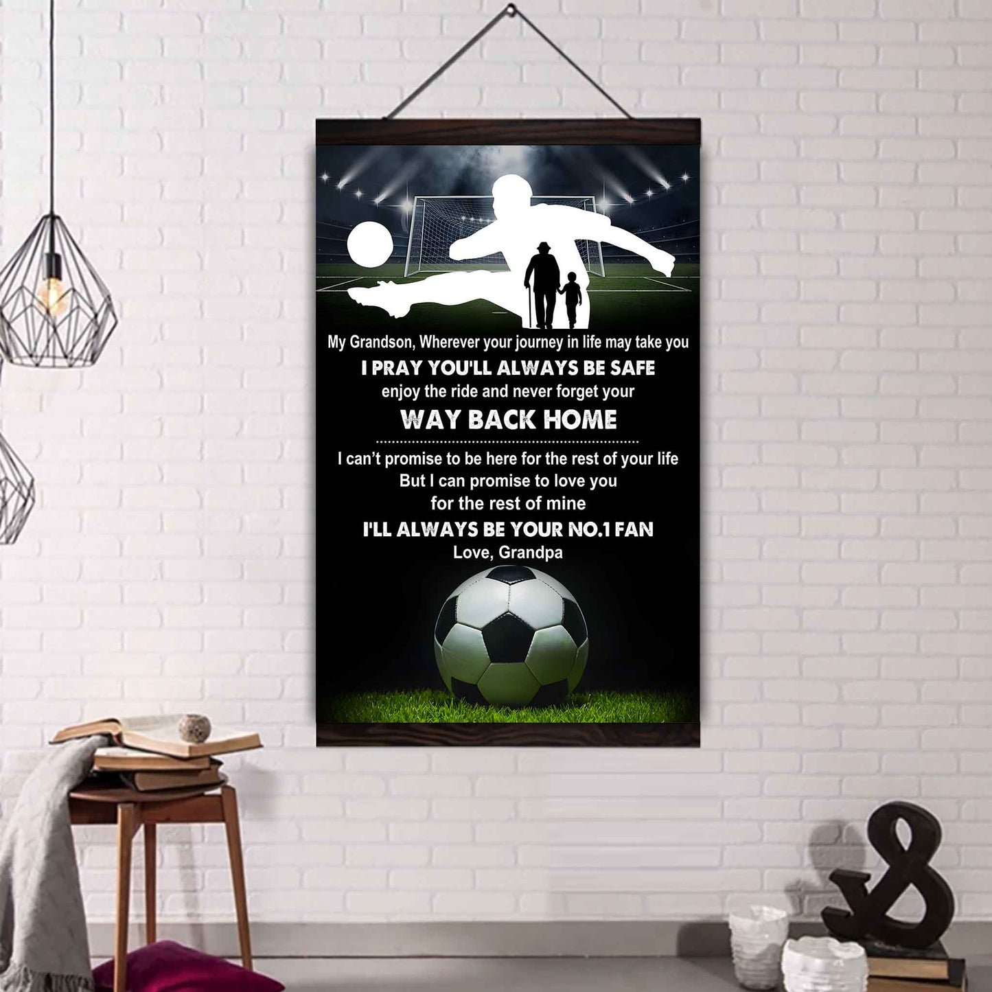 Baseball Poster Canvas Grandpa To Grandson - Never Forget Your Way Back Home I Will Always Your No 1 Fan