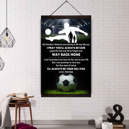 Baseball Poster Canvas Grandpa To Grandson - Never Forget Your Way Back Home I Will Always Your No 1 Fan