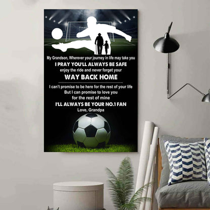 Baseball Poster Canvas Grandpa To Grandson - Never Forget Your Way Back Home I Will Always Your No 1 Fan