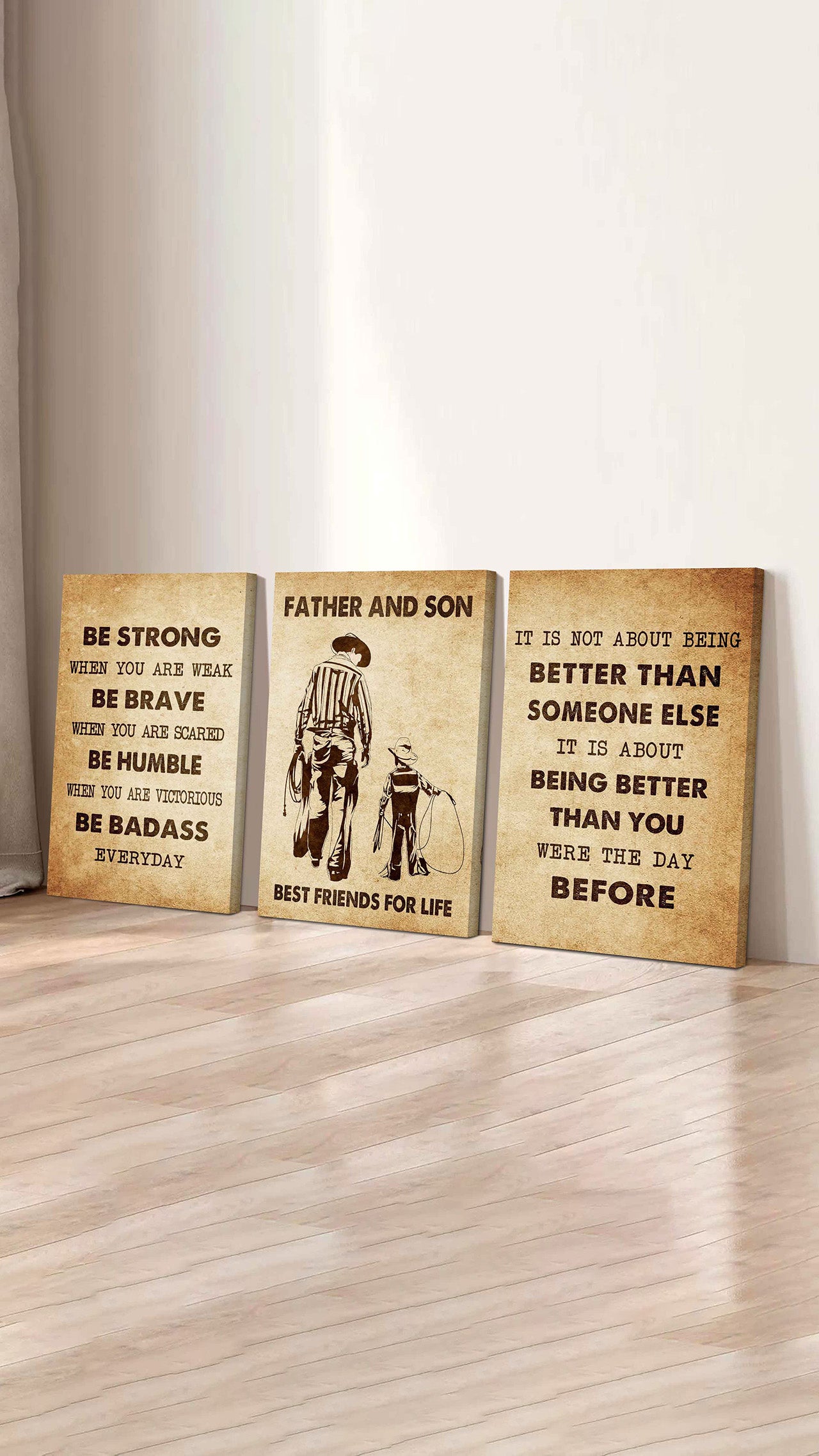 Combo 3 Biker Poster Canvas Be Strong When You Are Weak - It's Not About Being Better Than Someone Else It's About Being Better Than You Were The Day Before