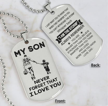 DRB Personalized Double Sided Dog Tag To My Son Never Forget That I Love You - Whisper Back I'm The Storm