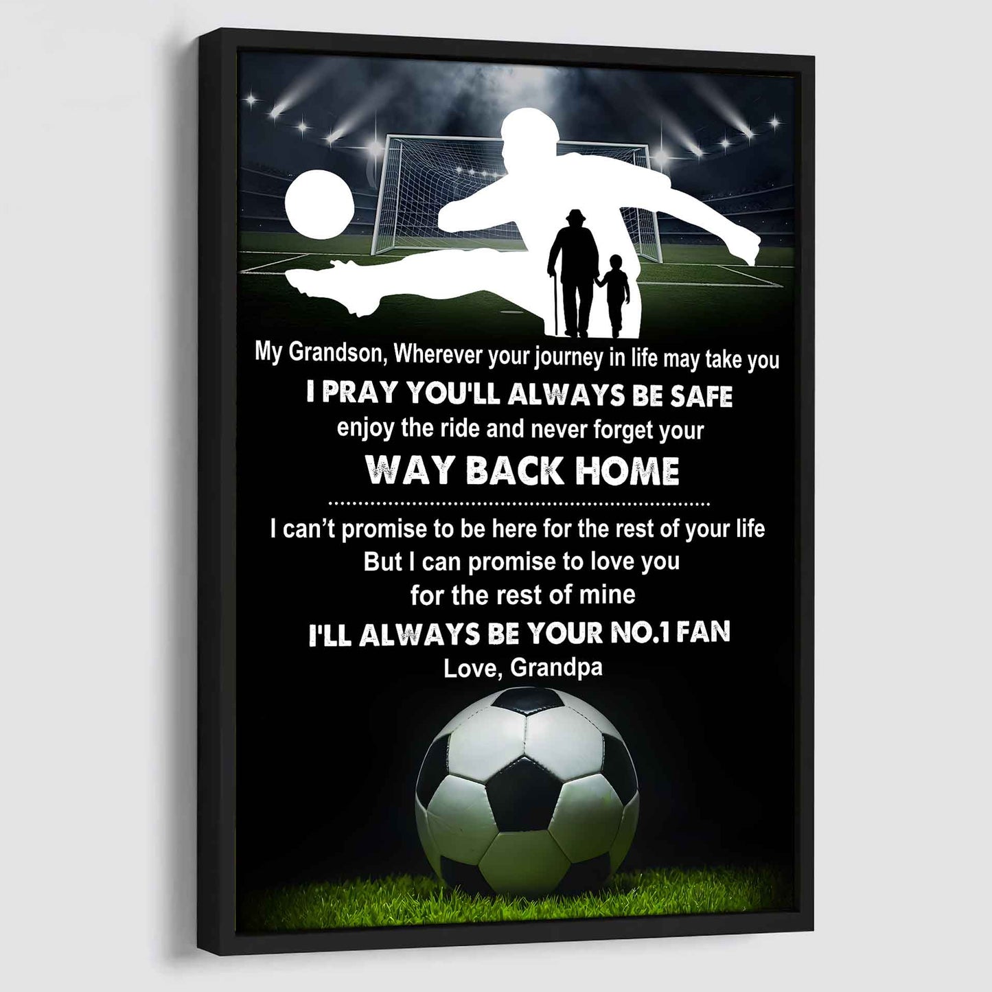 Baseball Poster Canvas Grandpa To Grandson - Never Forget Your Way Back Home I Will Always Your No 1 Fan