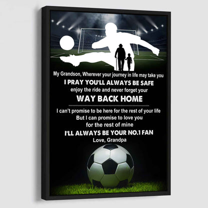 Baseball Poster Canvas Grandpa To Grandson - Never Forget Your Way Back Home I Will Always Your No 1 Fan