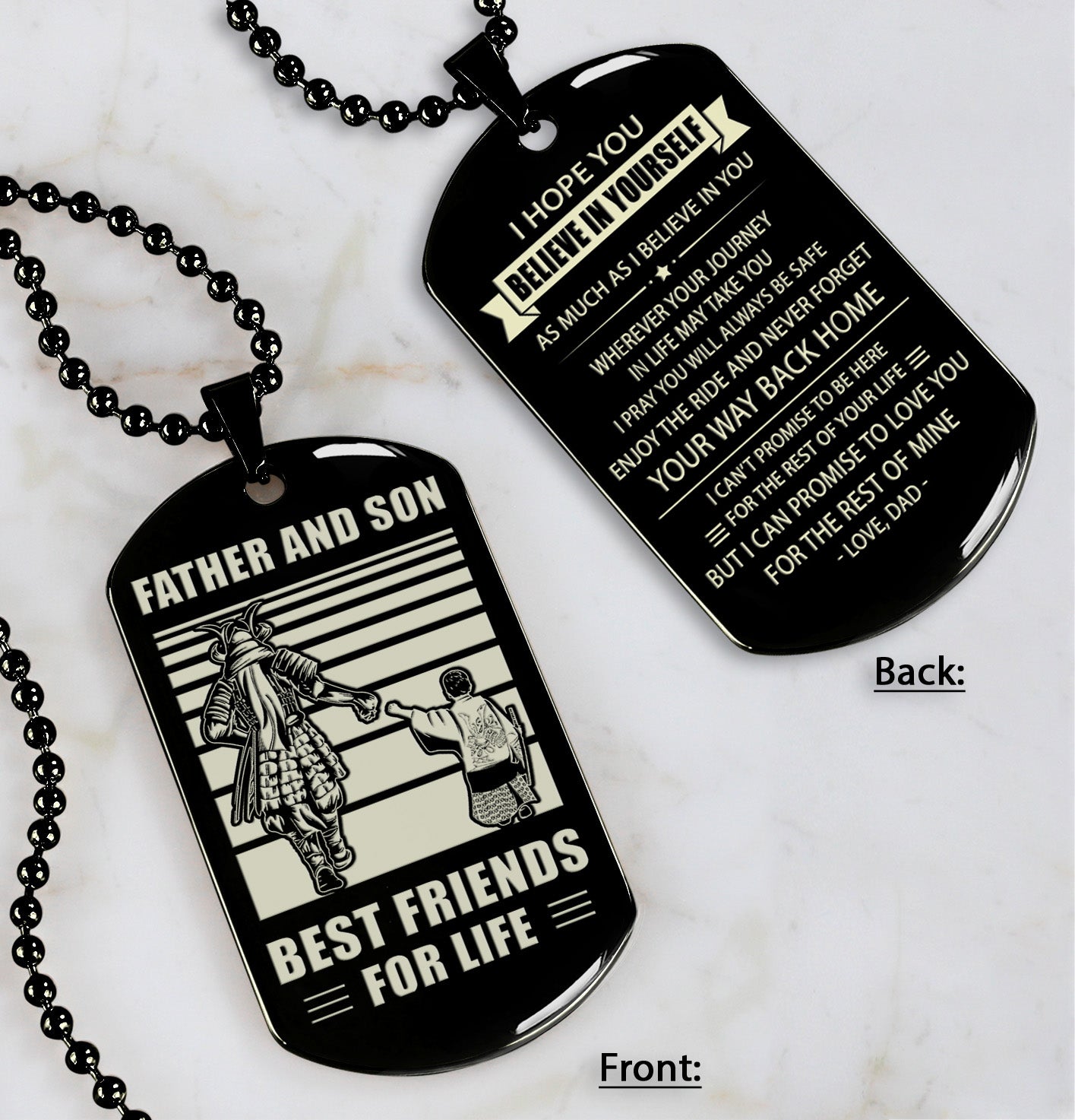 NVL-Personalized Double Sided Dog Tag Father And Son Best Friends For Life - Message on the back side