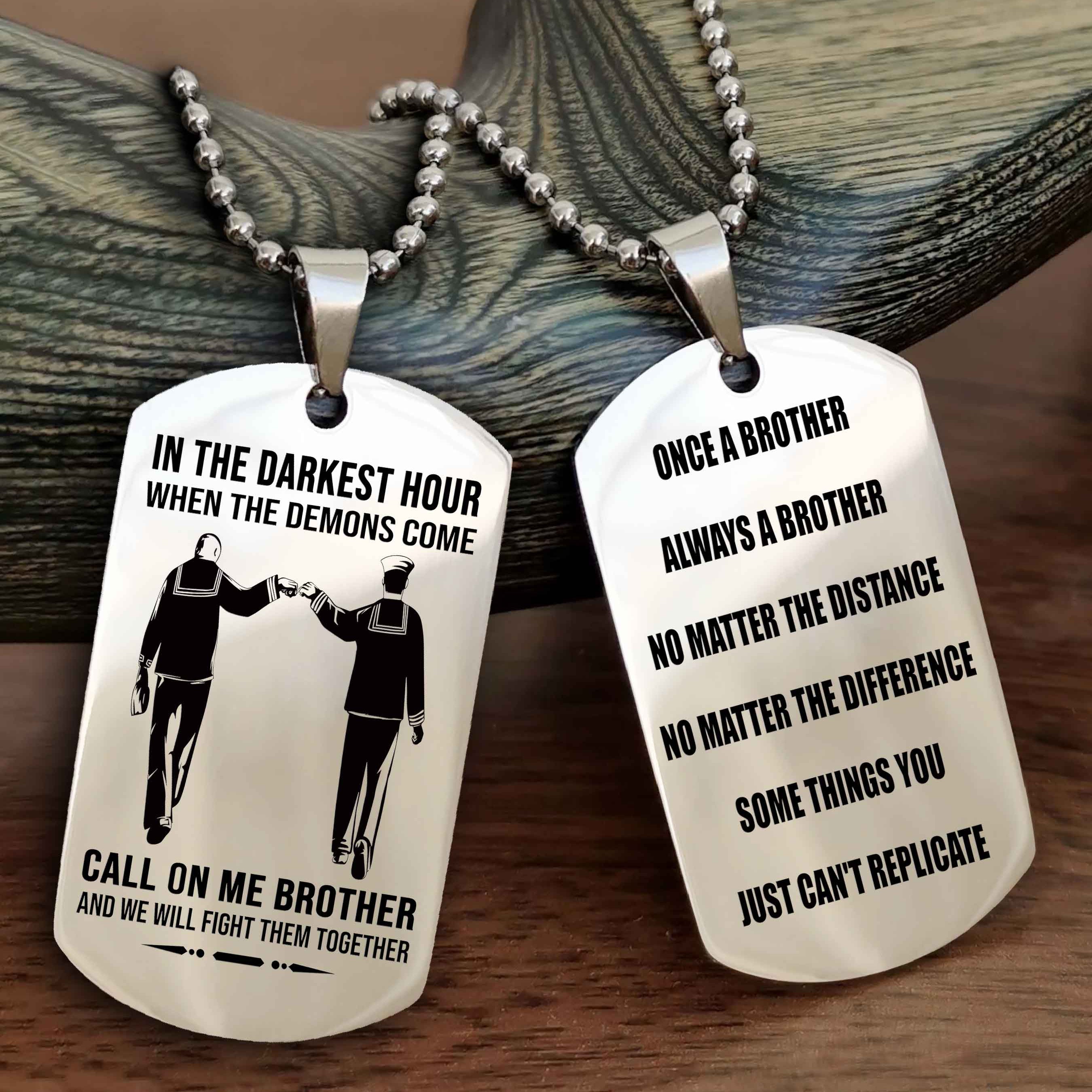 Cowboy Customizable engraved dog tag double sided gift from brother Once A Brother Always A Brother