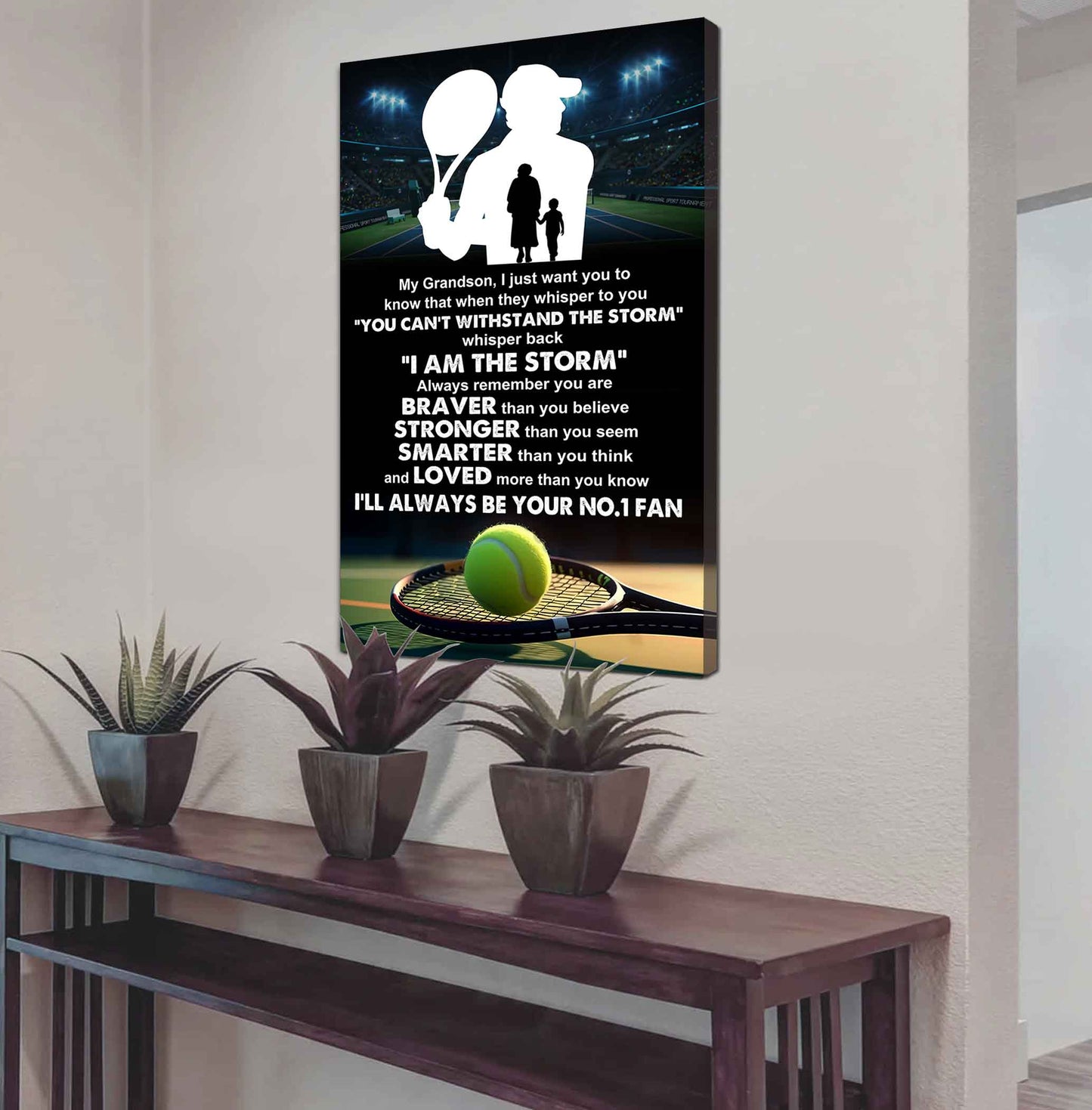 Baseball Poster Canvas Grandma To Grandson - Whisper Back I Am The Storm I Will Always Your No 1 Fan