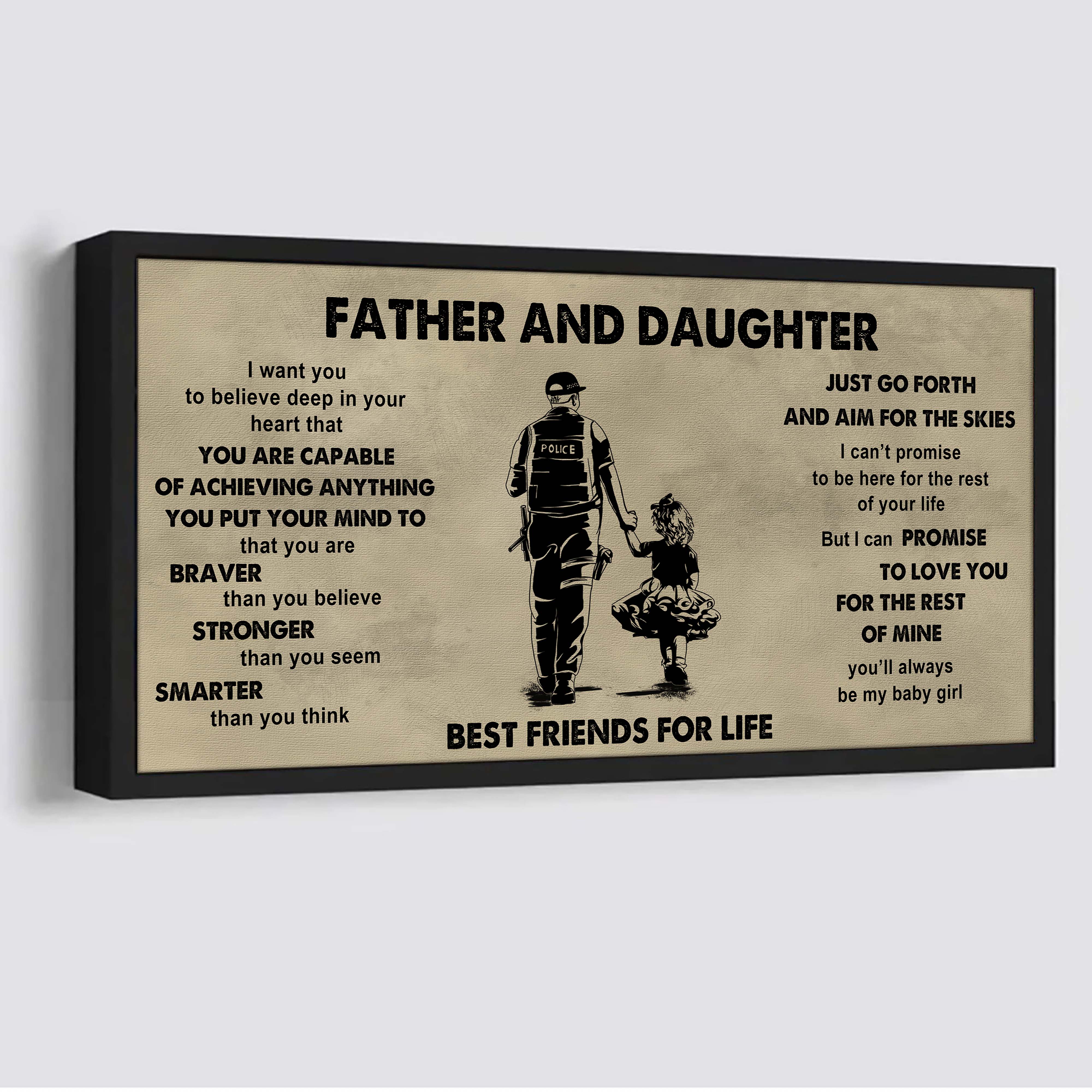 FAMILY-PHOTO UPLOAD Father And Daughter Best Friends For Life  - That You Are Braver Than You Believe Poster Canvas Gift For Daughter From Father