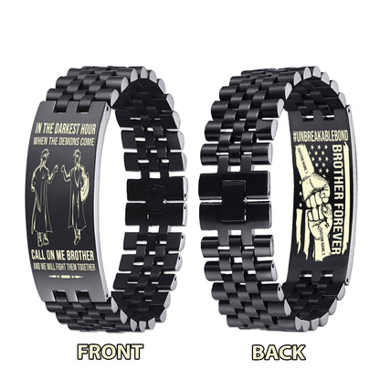 Warrior Customizable Engraved Double Sided Bracelet Unbreakable Bond Call On Me Brother And We Will Fight Them Together