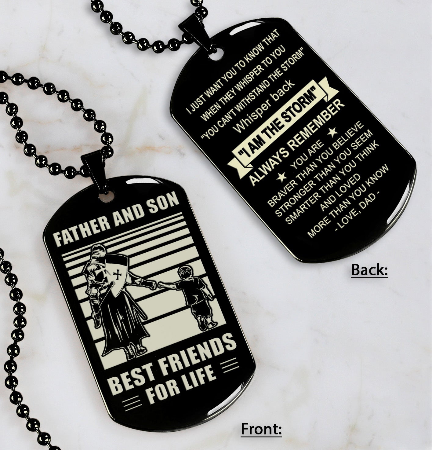 Viking Personalized Double Sided Dog Tag Father And Son Best Friends For Life - Message on the back side