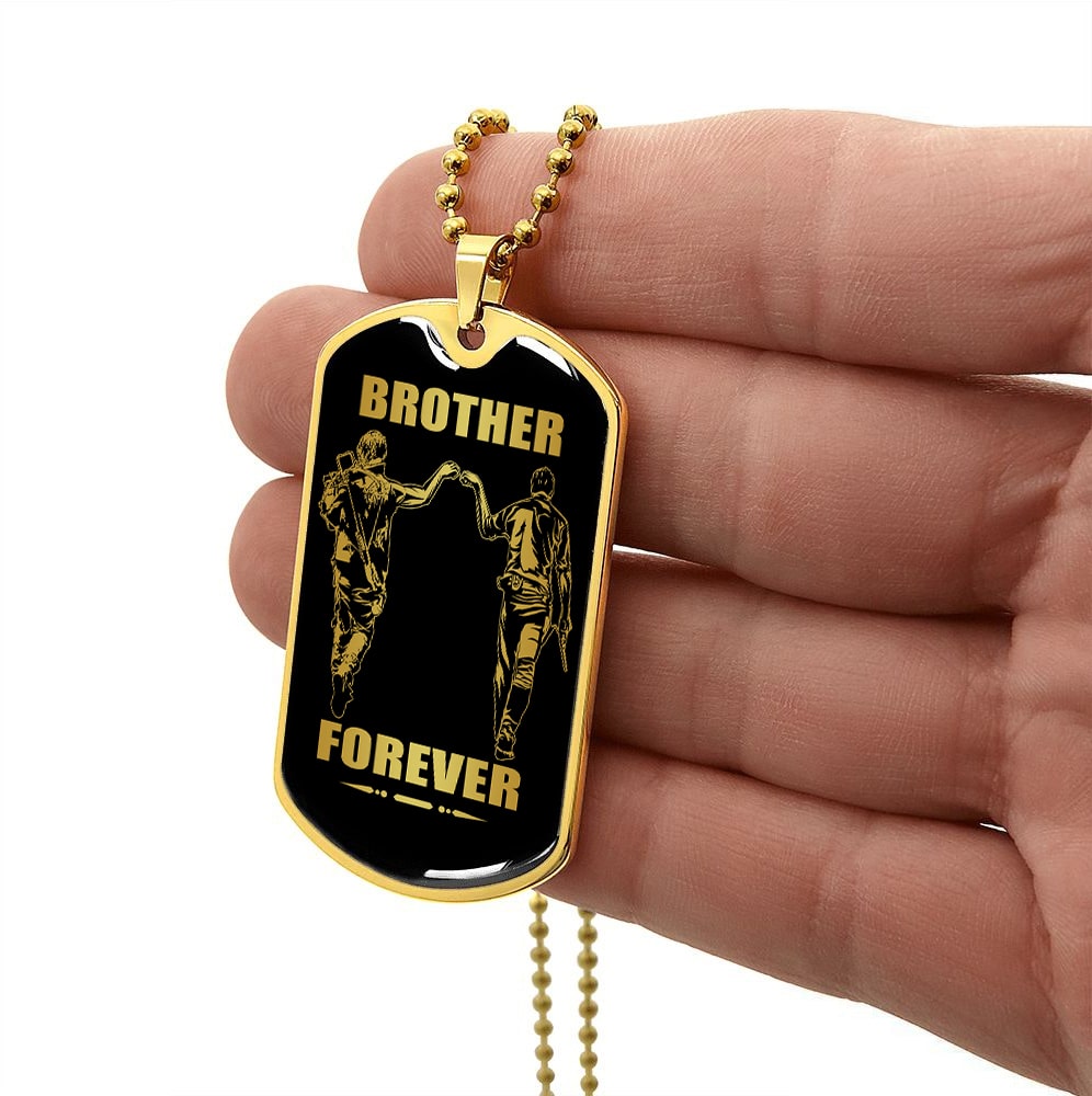 Viking-Military Chain (18K Gold Plated)-gifts from brother, n the darkest hour, When the demons come call on me brother and we will fight them together