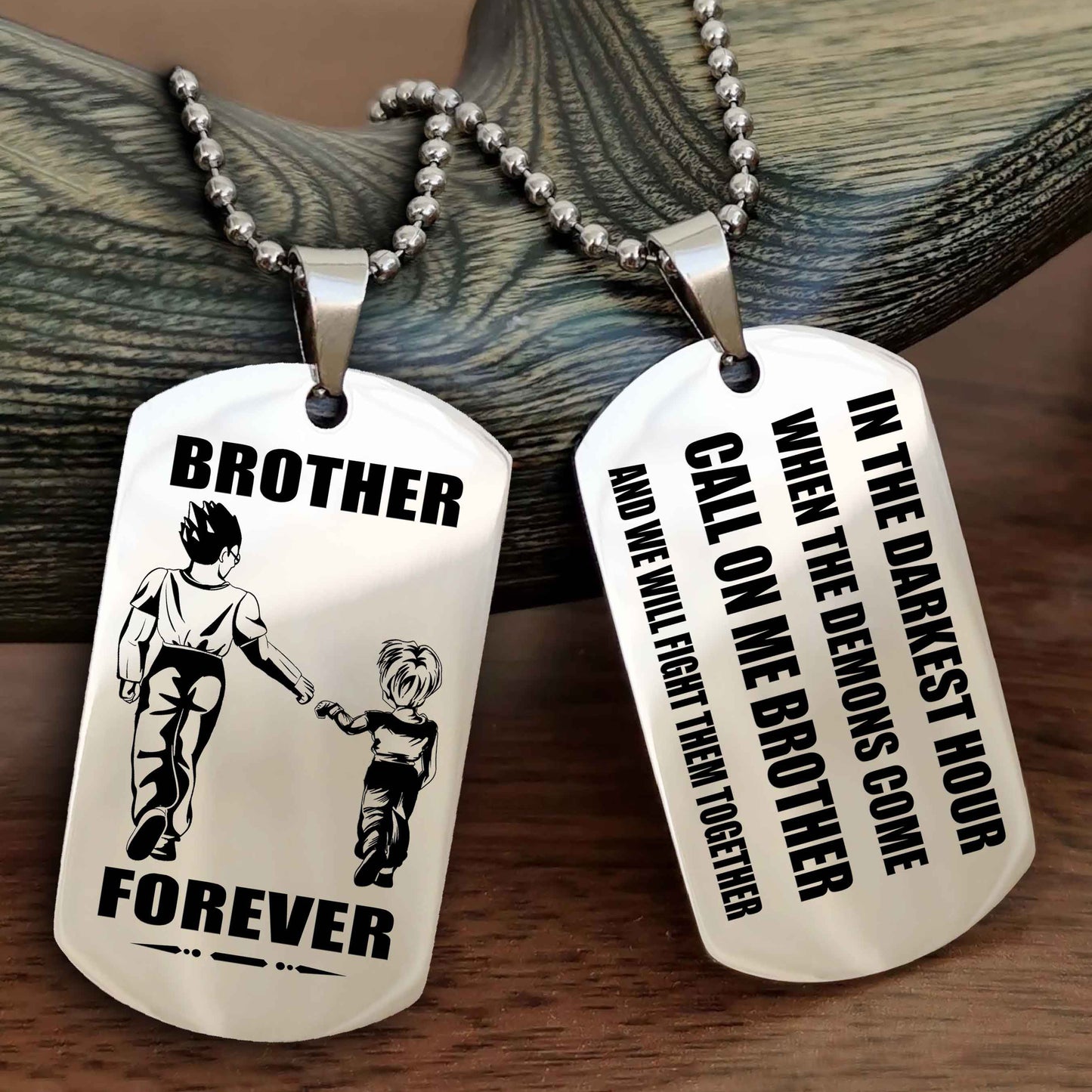 Customizable Engraved Double Sided Dog Tag Call On Me Brother NAG Brothers Forever We Will Fight Them Together