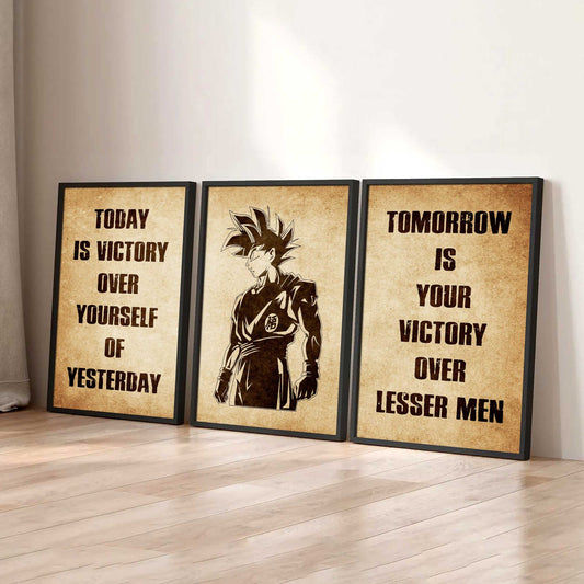 Combo 3 Warrior Canvas Poster Today Is Victory Over Yourself Of Yesterday Tomorrow Is Your Victory Over Lesser Men