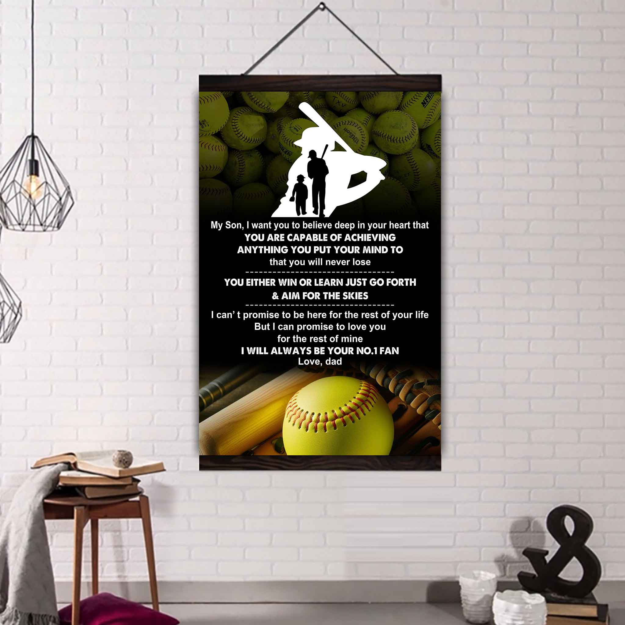Sport Poster Canvas Dad To Son - You Will Never Lose You Either Win Or Learn I Will Always Your No 1 Fan
