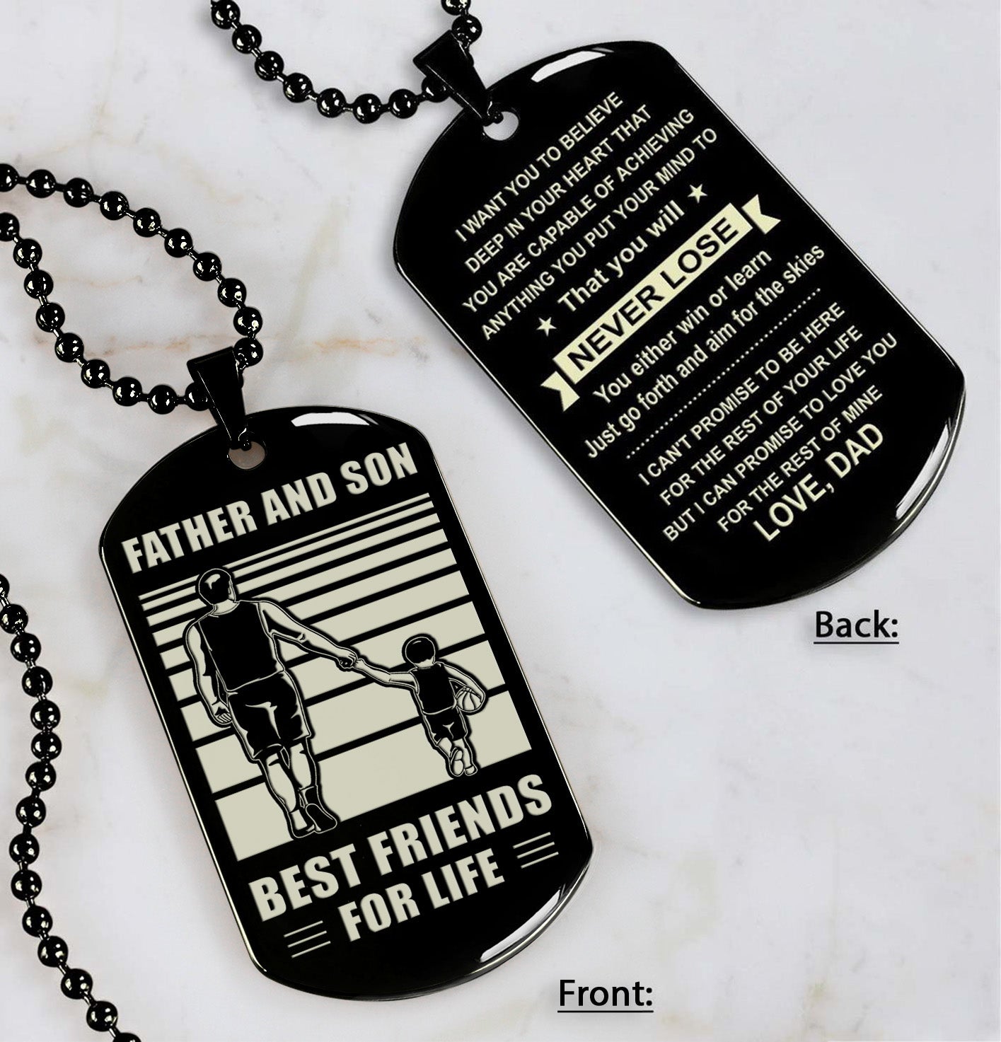 Soccer NVL Personalized Double Sided Dog Tag Father And Son Best Friends For Life - Message on the back side