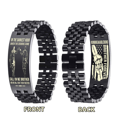 Warrior Customizable Engraved Double Sided Bracelet Unbreakable Bond Call On Me Brother And We Will Fight Them Together