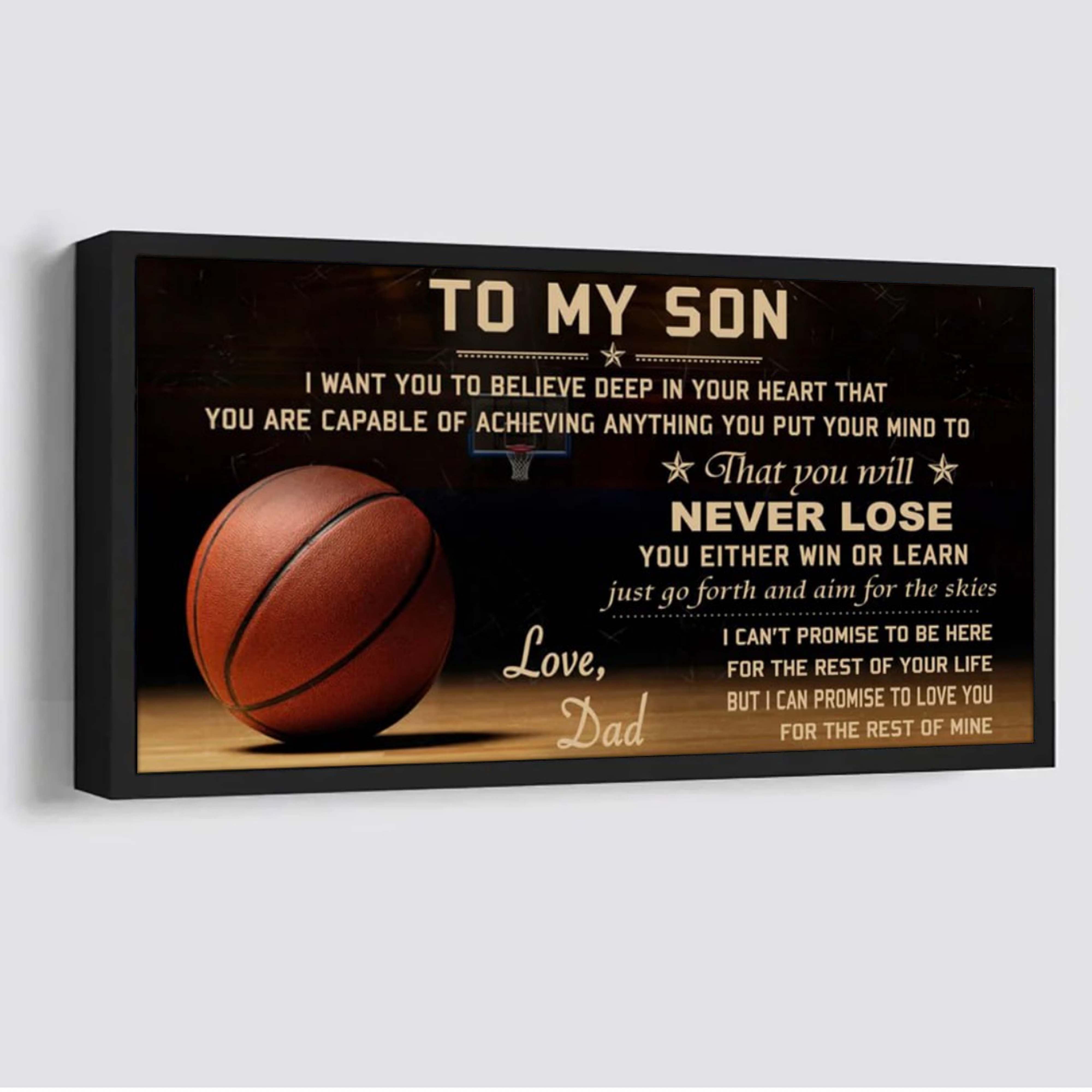 Customizable basketball poster – dad to son - never lose