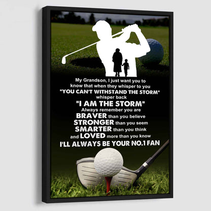 Baseball Poster Canvas Grandma To Grandson - Whisper Back I Am The Storm I Will Always Your No 1 Fan