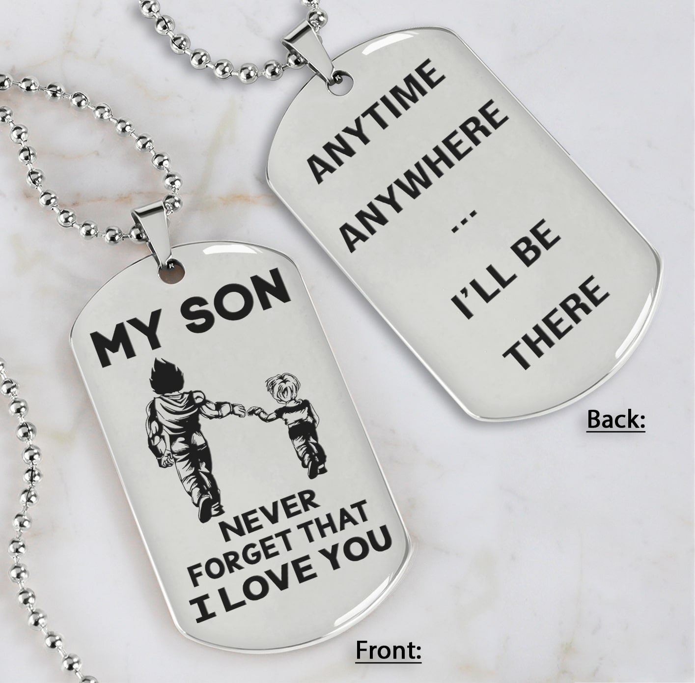 Cross Personalized Double Sided Dog Tag My Son Never Forget That I Love You - Message on the back side