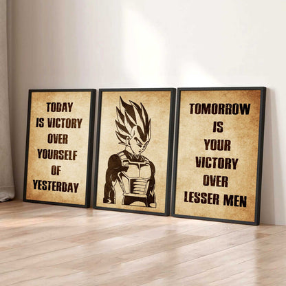 Combo 3 Warrior Canvas Poster Today Is Victory Over Yourself Of Yesterday Tomorrow Is Your Victory Over Lesser Men