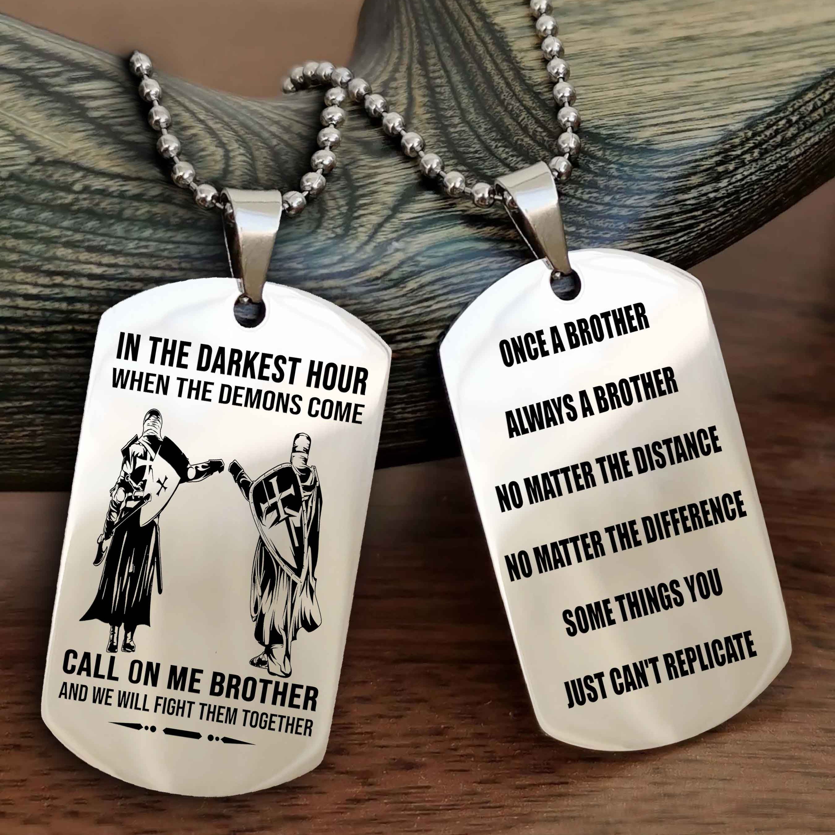 Cowboy Customizable engraved dog tag double sided gift from brother Once A Brother Always A Brother
