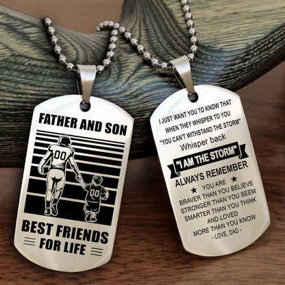 New American Football Personalized Double Side Dog Tag From Father To Son With Message On The Back Gift For Your Son