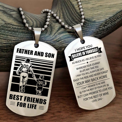 New American Football Personalized Double Side Dog Tag From Father To Son With Message On The Back Gift For Your Son