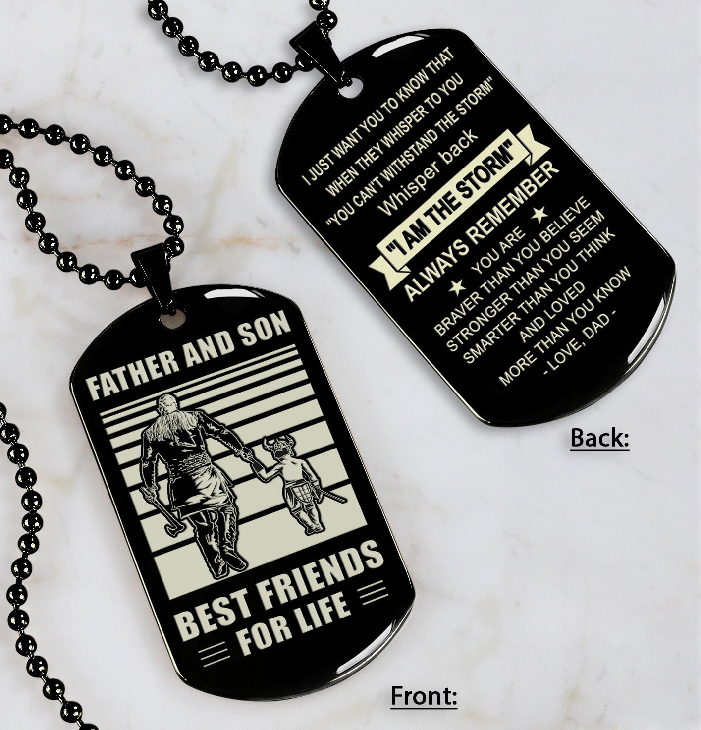 STO-Personalized Double Sided Dog Tag Father And Son Best Friends For Life - Message on the back side