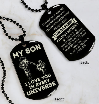 DRB Personalized Double Sided Dog Tag To My Son Never Forget That I Love You - Whisper Back I'm The Storm