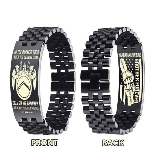 Warrior Customizable Engraved Double Sided Bracelet Unbreakable Bond Call On Me Brother And We Will Fight Them Together