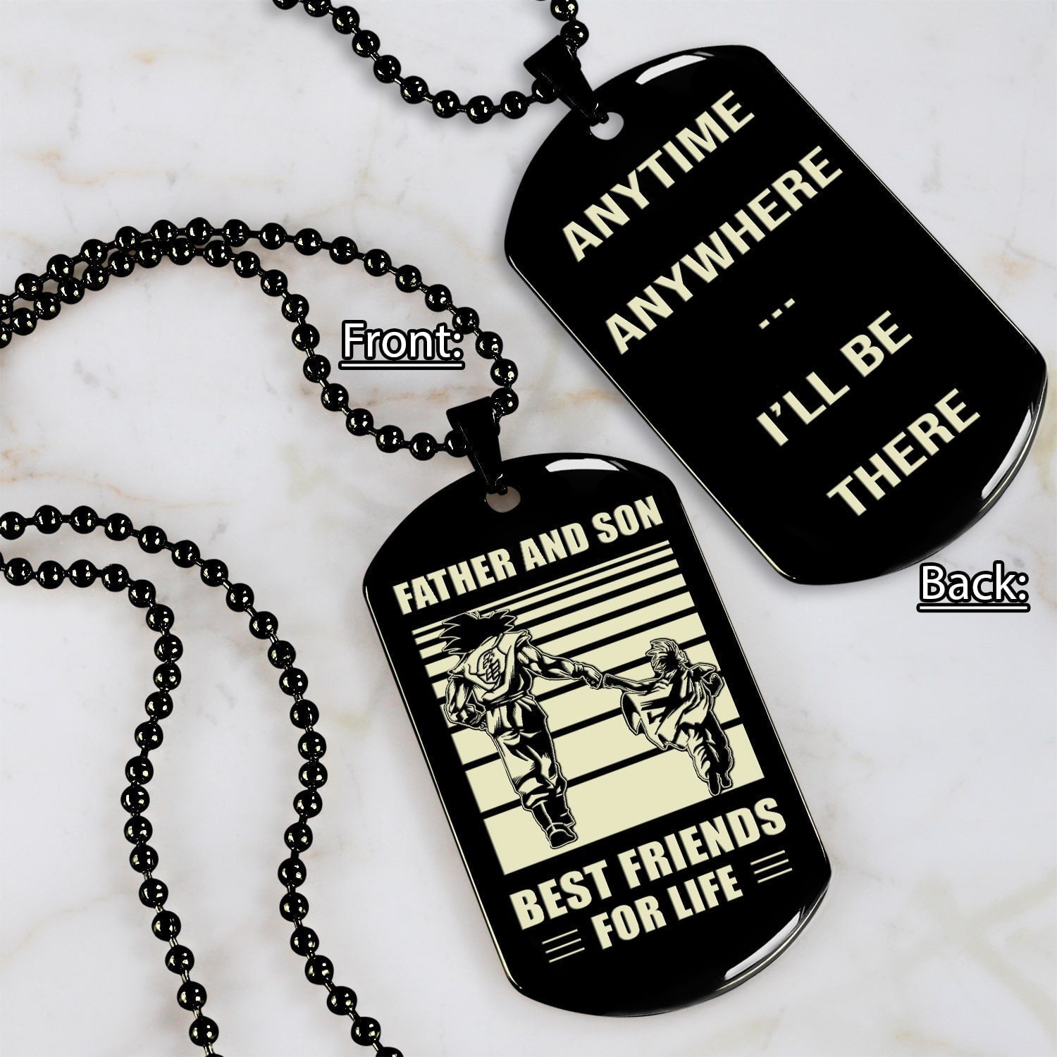 Family Personalized Double Sided Dog Tag Father And Son Best Friends For Life - Message on the back side