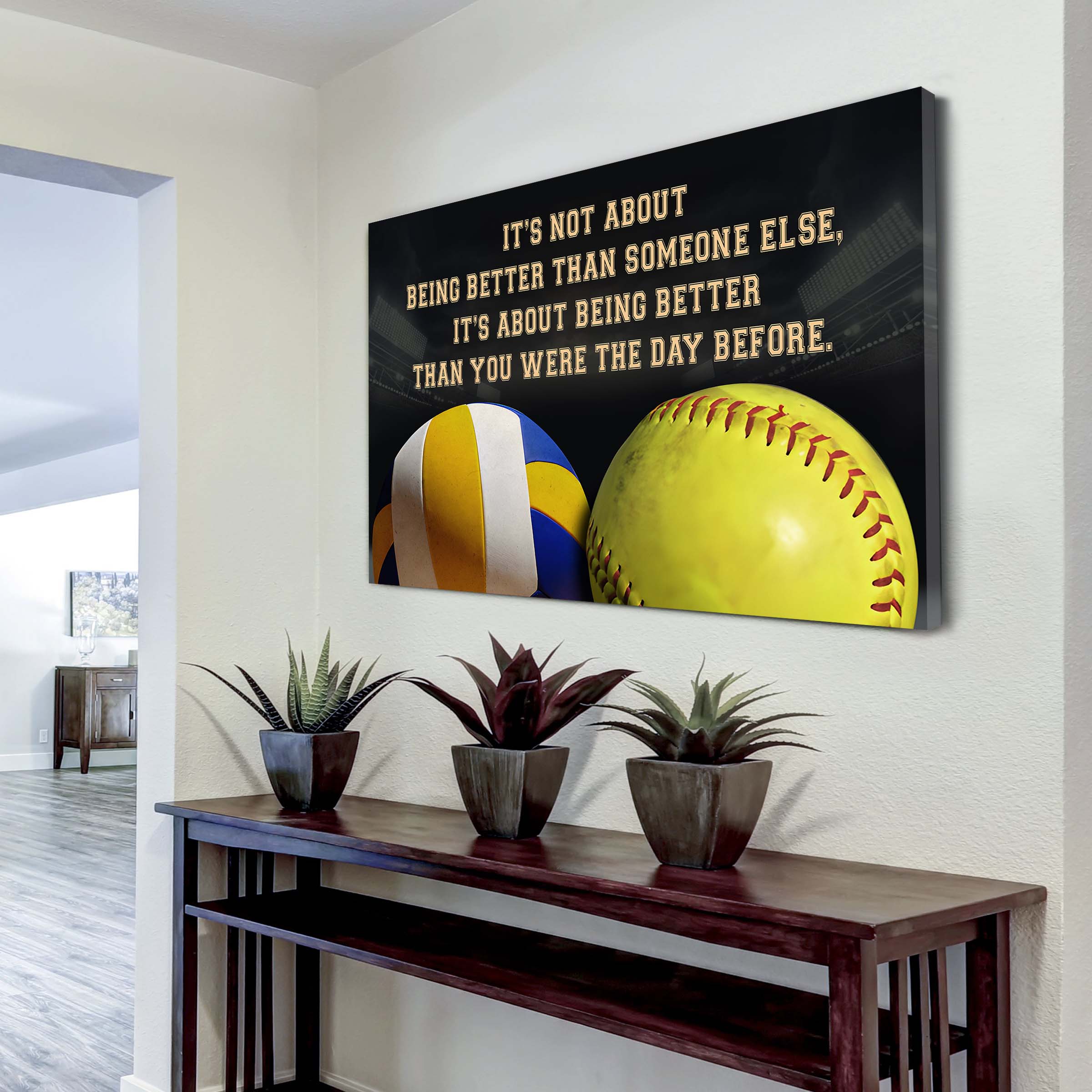 Volleyball and Softball customizable poster canvas