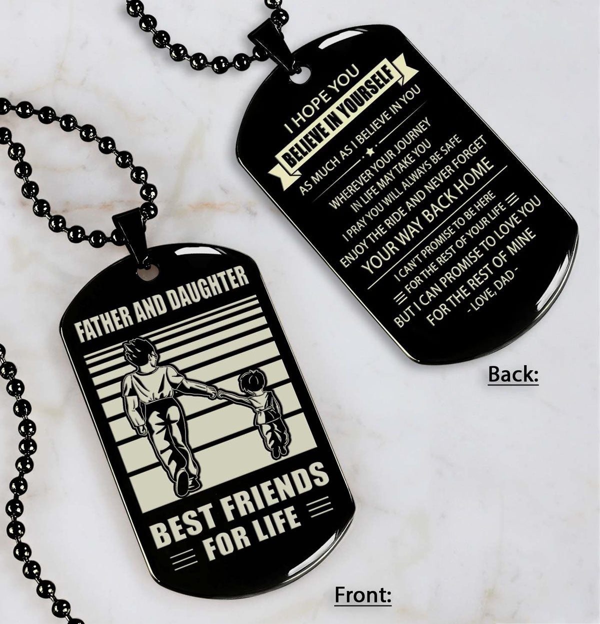 NVL Personalized Double Sided Dog Tag Father And Son Best Friends For Life - Message on the back side