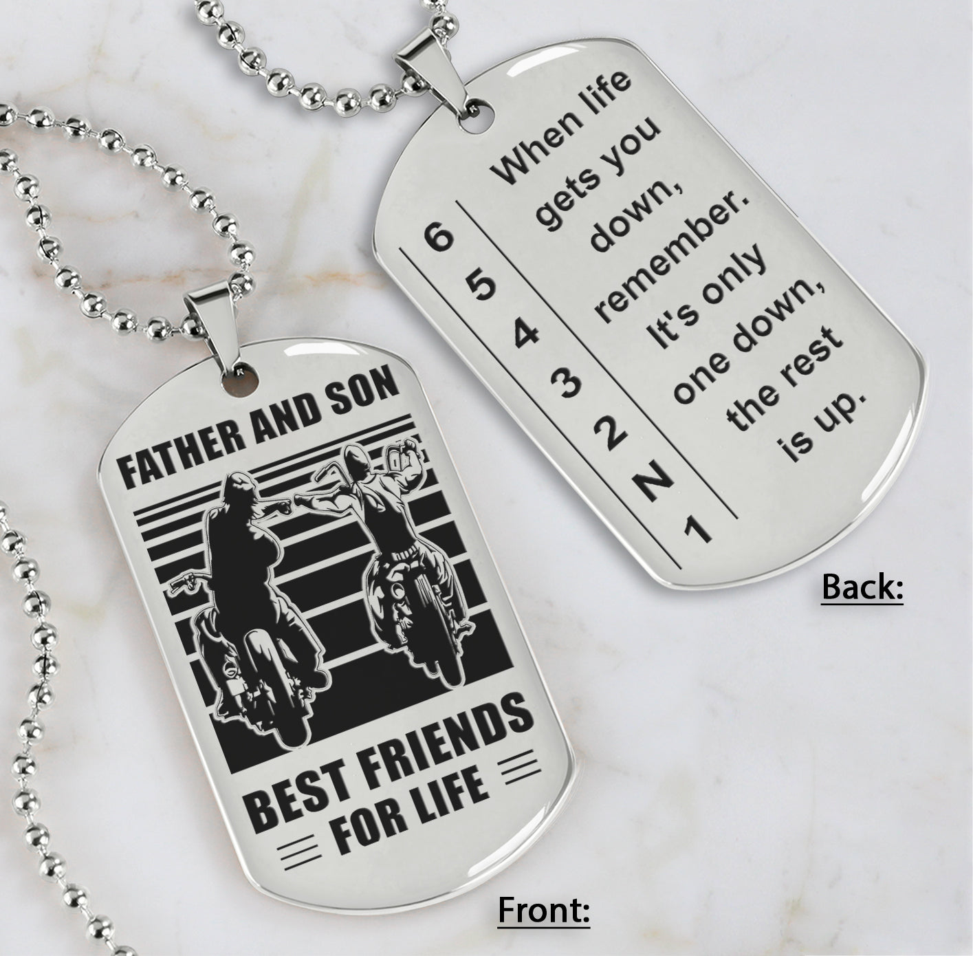 Biker Dog tag to Son It Is Not About Being Better Than Someone Else - Be Strong When You Are Weak