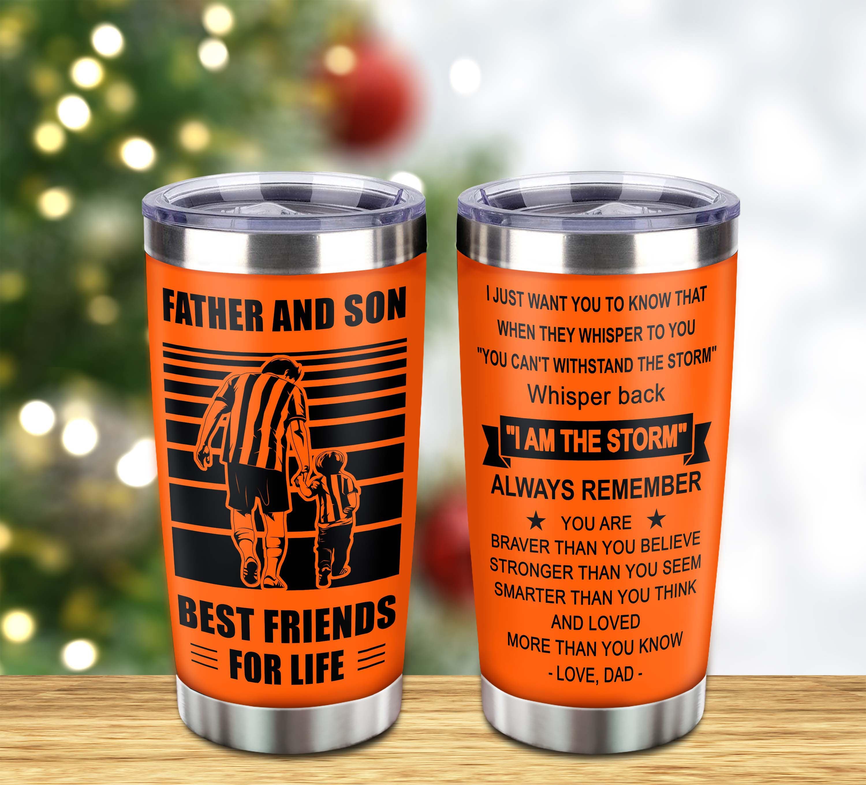 Customizable American Football Tumbler, Gifts From Dad To Son Father And Son Best Friend For Life With Inspriration Message