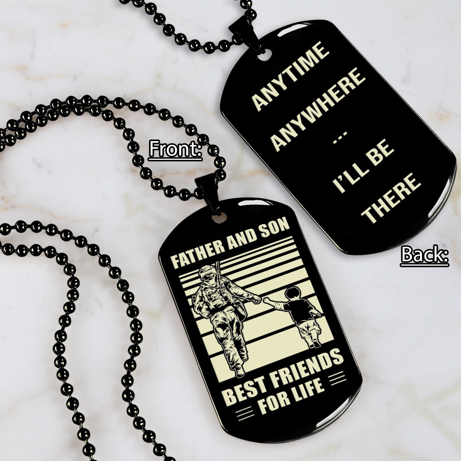 Father and Daughter NVL Personalized Double Sided Dog Tag Father And Daughter Best Friends For Life - Message on the back side