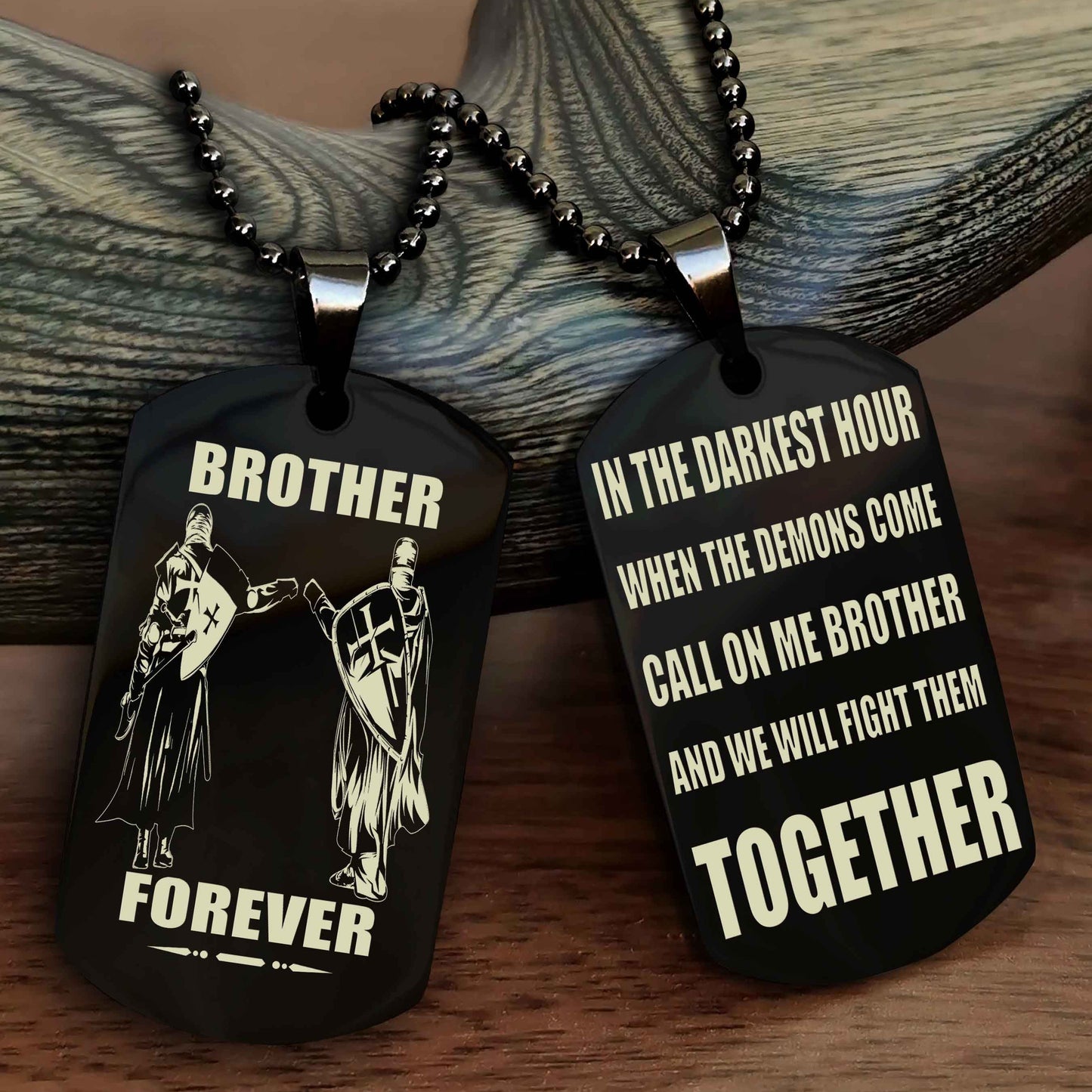 Knight Templar Personalized Double Sided Dog Tag For My Brother - Call On Me Brother And We Will Fight Them Together Gift For Your Friend