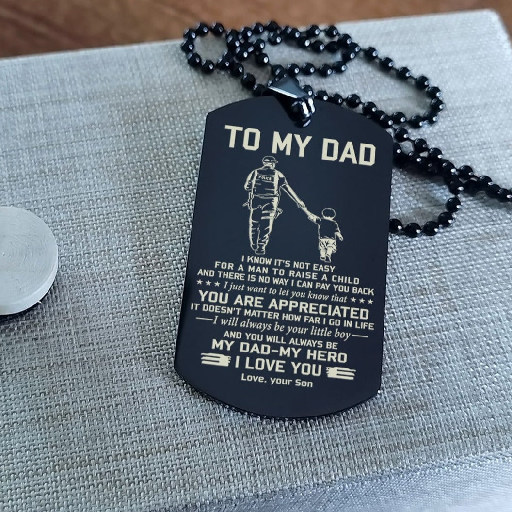 To My Dad One Side Engrave Dog Tag Gift For Your Dad Your Father