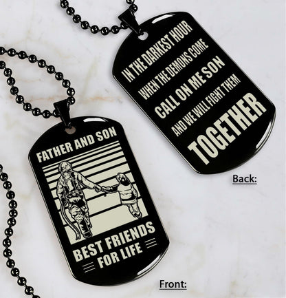 Cowboy Personalized Double Sided Dog Tag Call On Me Son And We Will Fight Them Together Gifts For Your Son From Dad