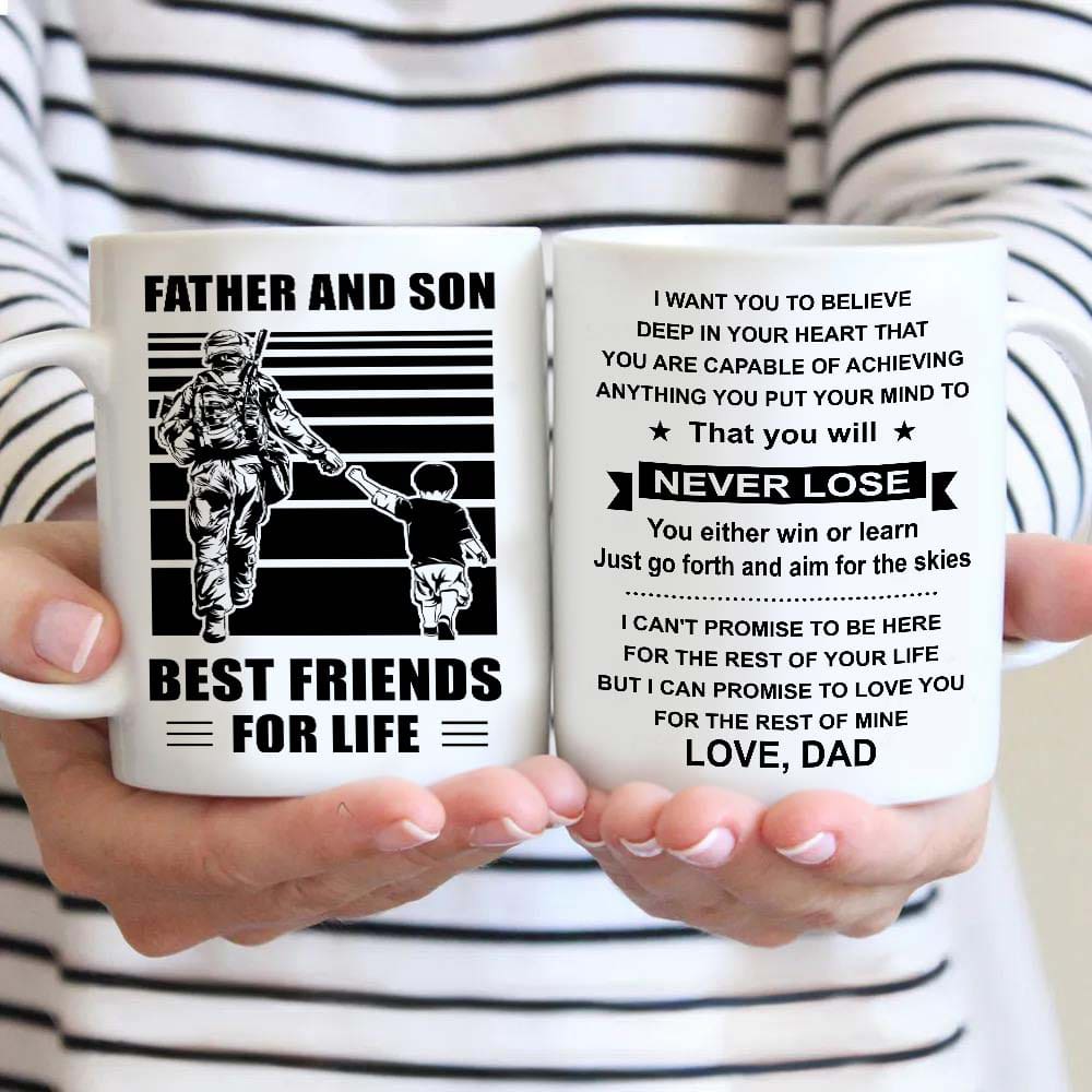 Basketball Be strong-Personalized Mug Father And Son Best Friends For Life - Message on the back side