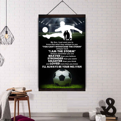 Baseball Poster Canvas Dad To Son - Whisper Back I Am The Storm I Will Always Your No 1 Fan