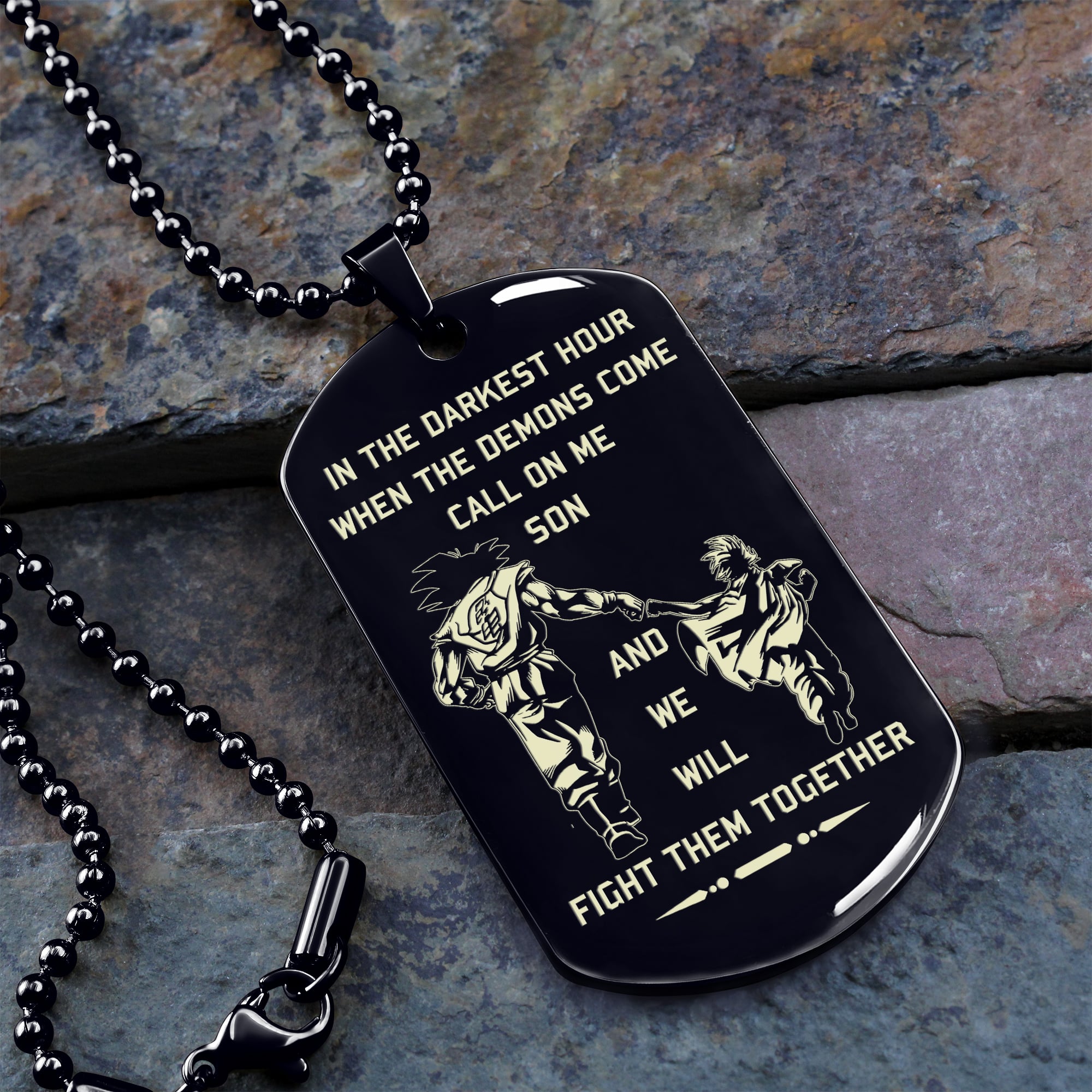 VC Personalized Double Sided Dog Tag Father And Son Best Friends For Life - Message on the back side