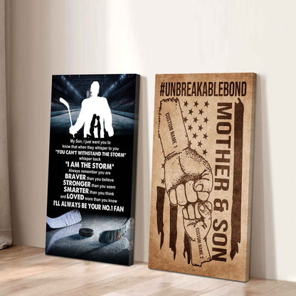 Unbreakable Bond Sport Canvas Set From Mom To Son Whisper Back I'm The Storm You Are Braver Than You Believe