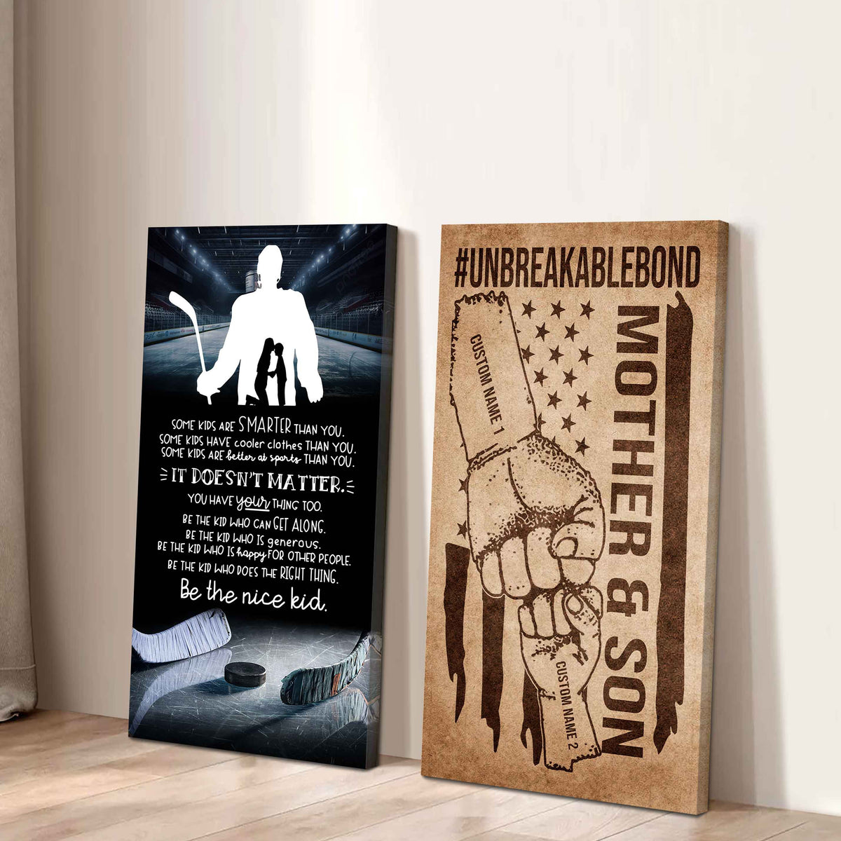 Unbreakable Bond Sport Canvas Set From Mom To Son Be The Nice Kid