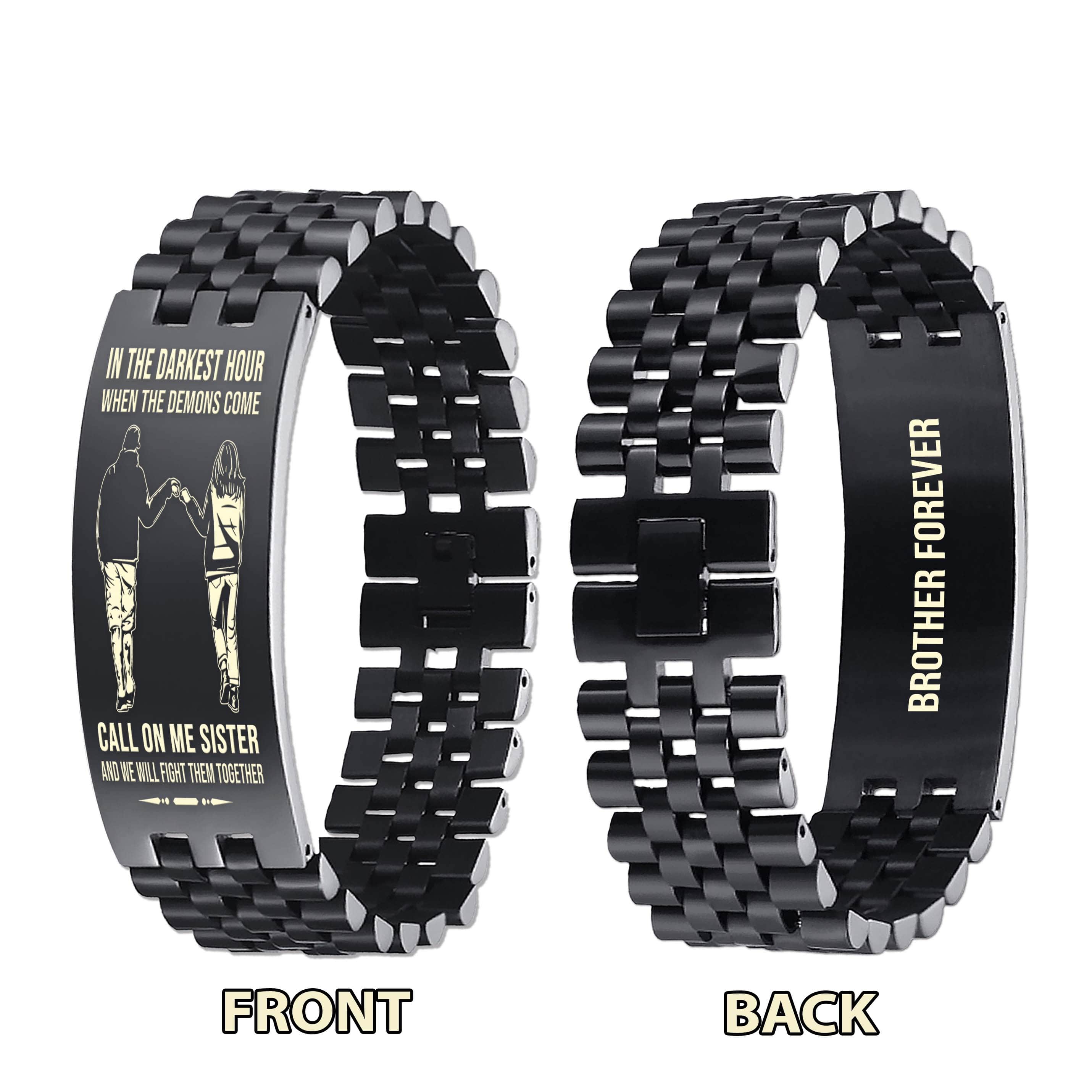 STO Biker Personalized Double Sided Bracelet Father And Son Best Friends For Life - Message on the back side