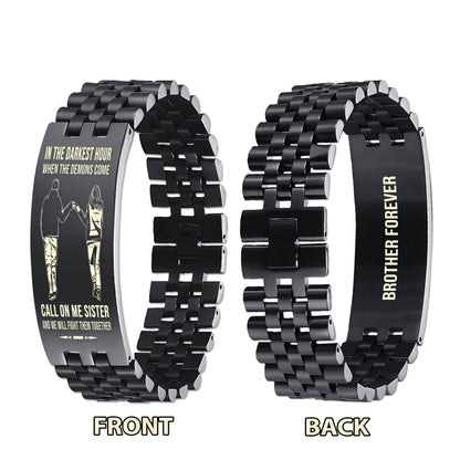 Viking Be strong-Personalized Double Sided Bracelet Father And Son Best Friends For Life - Message on the back side-Be strong