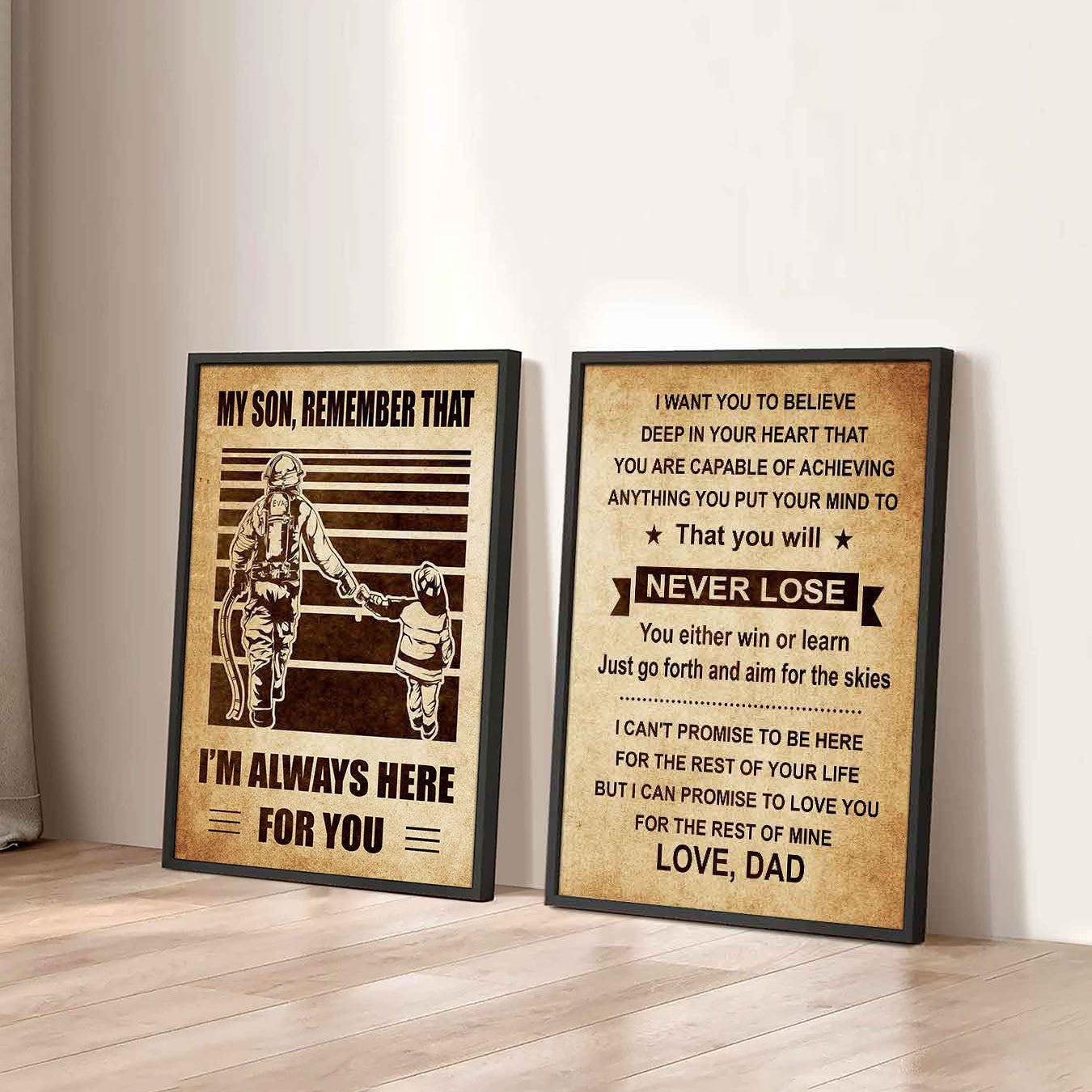 Combo 2 Sport Poster Canvas My Son Remember That - You Will Never Lose You Either Win Or Learn